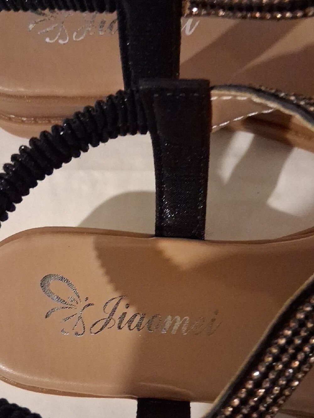 Gorgeous Jiaomei Womens size 6 Rhinestone Embellished T Strap Slingback Sandals - Picture 6 of 11